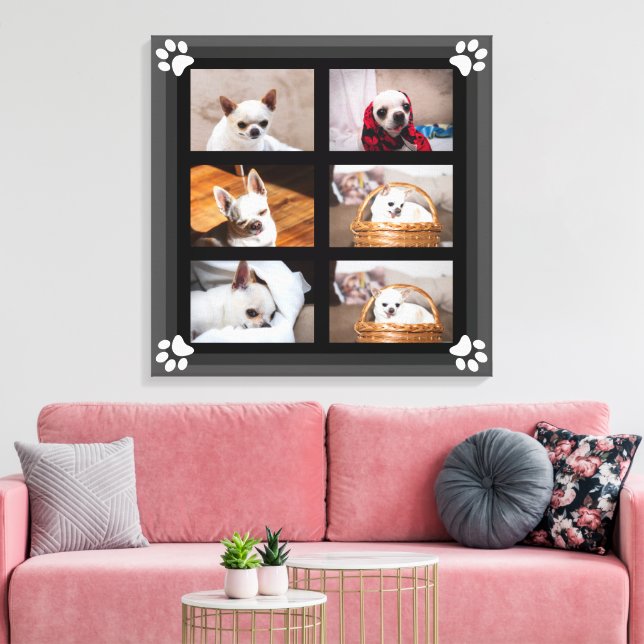 Din hund-anpassningsbar-fotokollage chihuahua canvastryck (Insitu (Vardagsrum))