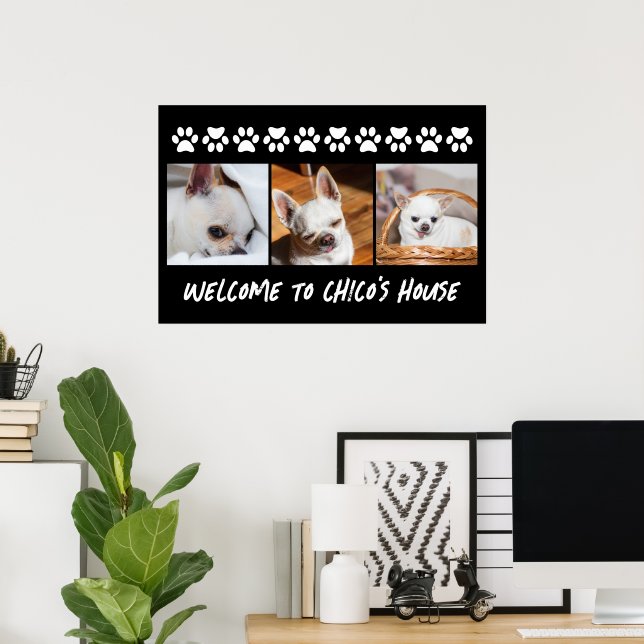 Din hund chihuahua-anpassningsbar-fotokollage namn poster (Hemmakontoret)