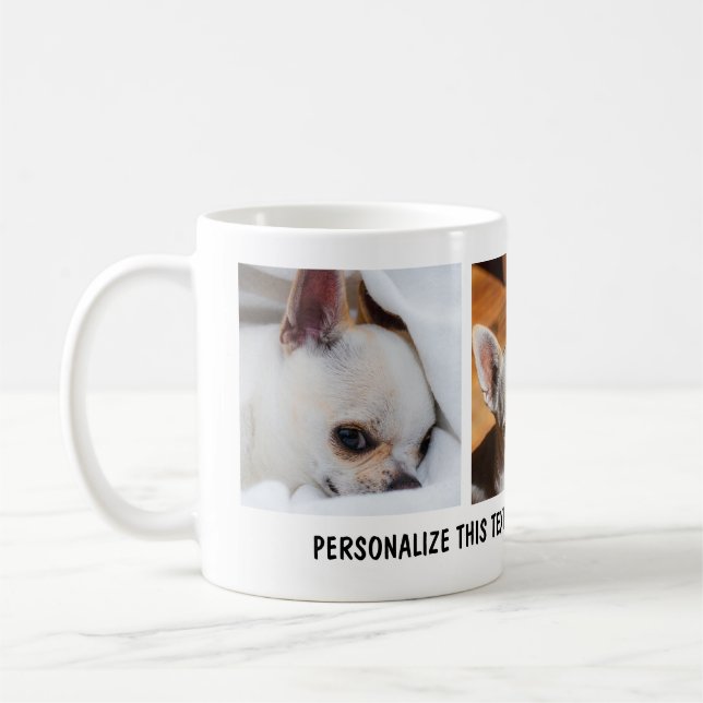 Din hund chihuahua anpassningsbar--fotosamlingstex kaffemugg (Vänster)