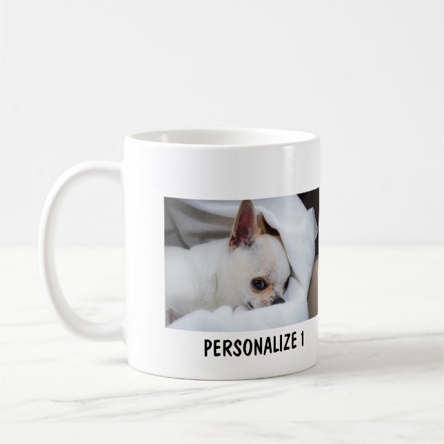 Din hund chihuahua anpassningsbar--fotosamlingstex kaffemugg (Vänster)