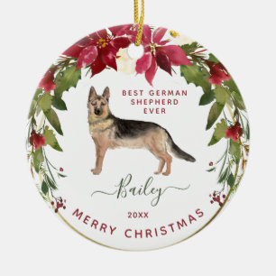 Din hund för god jul tysk herde foto julgransprydnad keramik