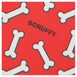 Din Hund Namn Red and White Bone Mönster Tyg
