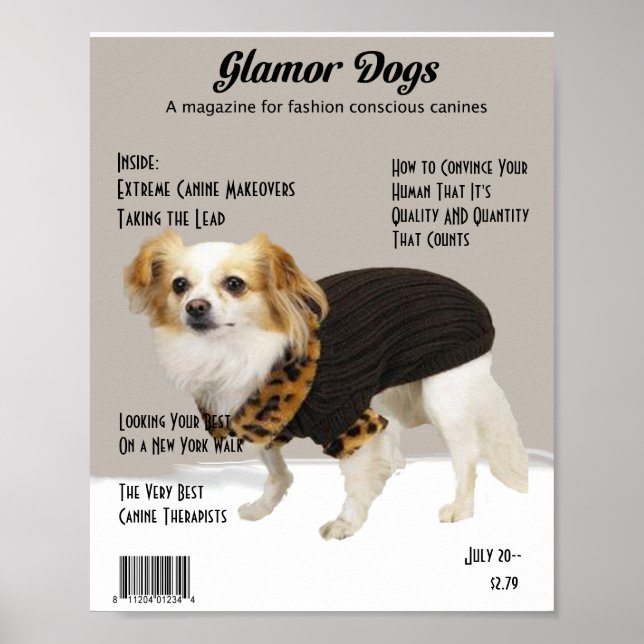 Din Hund på ett magasinomslag "Glamor Hundar" Poster (Framsidan)