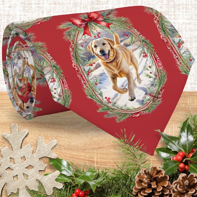 Din hunds foto anpassade herr jul- slips (A Christmas tie to customize with a favorite photo of your pet dog in a pattern of festive 'frames')