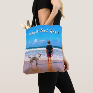Din husdjursfoto Totebag med personlig text Tygkasse