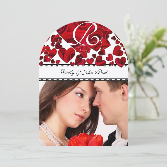 Din inbjudan till Photo Red Heart Ro Wedding (Stående Fram)