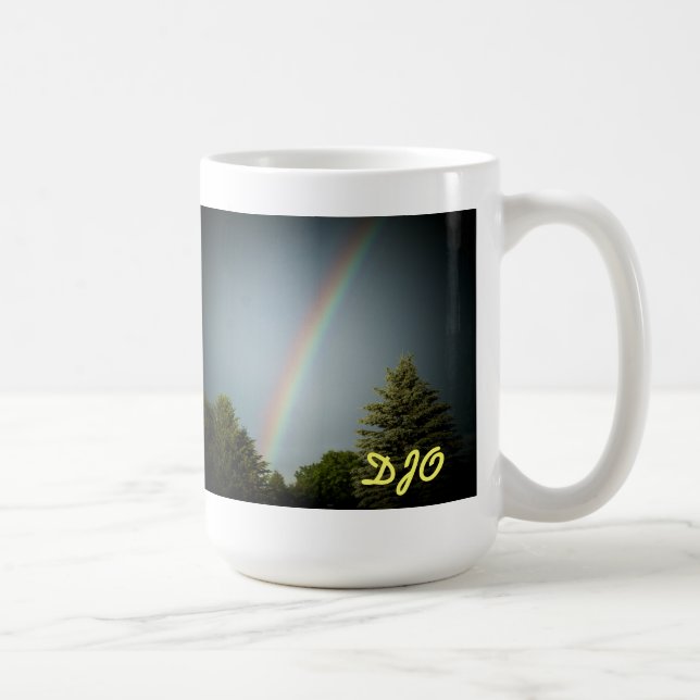 Din Initialer på "Rainbow over Evergreen" Kaffemugg (Höger)