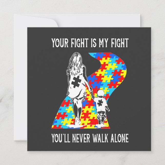 Din Kamp Är Min Kamp Pusselband Autism Mamma Varje Inbjudningar (Framsida)