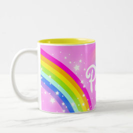 Din kända (ljusa flickaregnbåge för brev 5) - Två-Tonad mugg