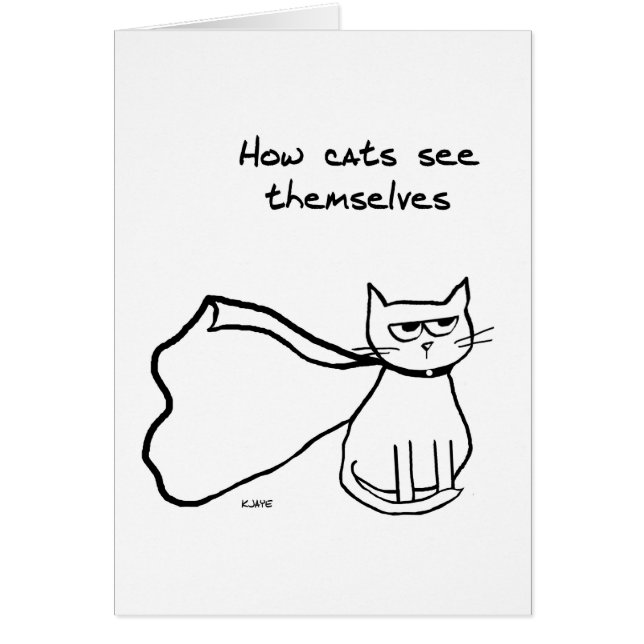 Din katt superheroen - rolig kattgåva hälsningskort (Framsidan)