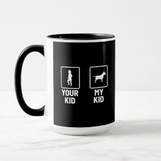 Din Kid, min Kid Funny Bull Terrier Mugg