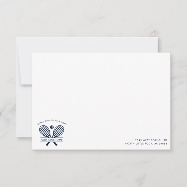 Din Klubb Namn Tennis Team Anpassningsbar Tack Kort (Framsida)