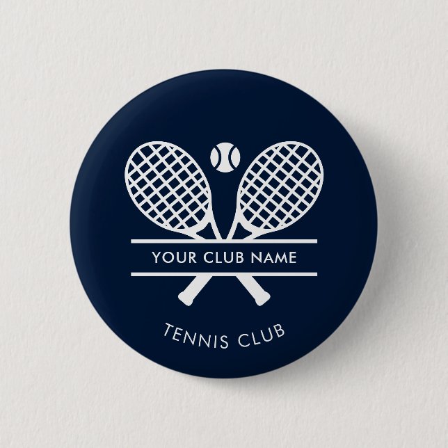 Din Klubb Namn tennis Team Navy Blue Anpassningsba Knapp (Framsida)
