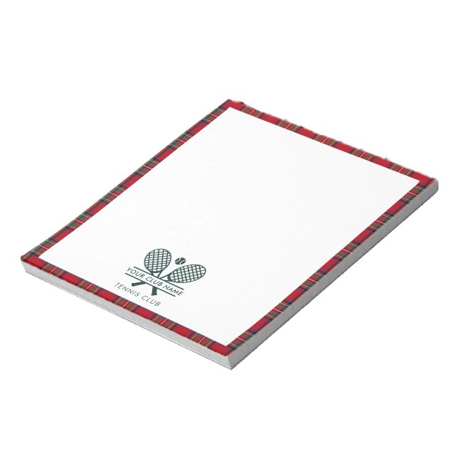 Din Klubb Namn Tennis Team Stewart Tartan Anteckningsblock (Roterad)