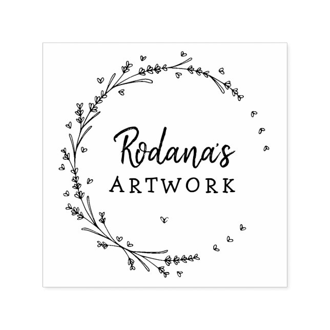 Din konst Lavendel Hjärtan Krans Självfärgande Stämpel (Design)