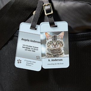 Din konstiga cat-fotoresggage-tagg bagagebricka