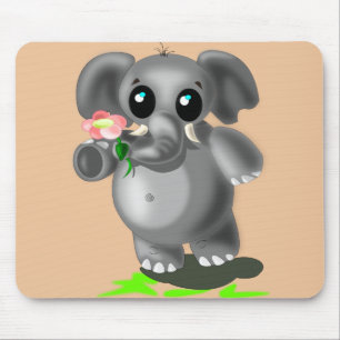 Din lilla elefant med blommiga musknapp - din Färg Musmatta