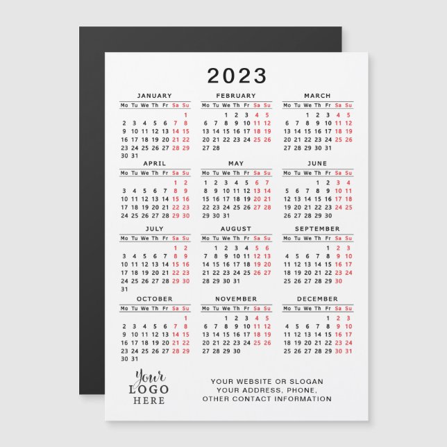 Din Logotyp 2023 - kalender - vit, svart, minimal (Fram/baksida)