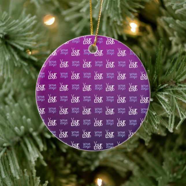 Din Logotyp | 2 Överfört Bilder eller Business Log Julgransprydnad Keramik (Träd)