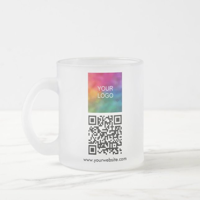 Din Logotyp Anpassad QR-kod Kampanj Modern Frostad Glasmugg (Vänster)