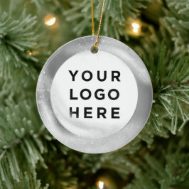 Din Logotyp Anpassningsbar jul Silver Julgransprydnad Keramik