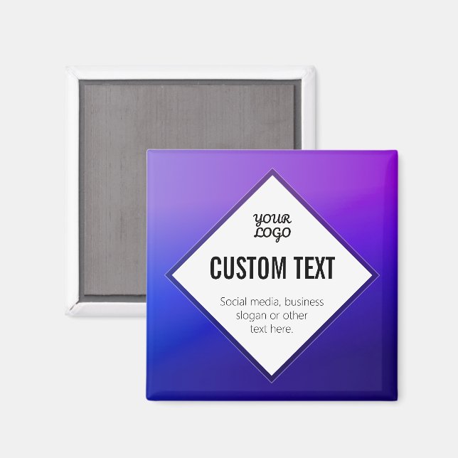Din logotyp & anpassningsbar text | Lila Ombre Magnet (Front/Back)
