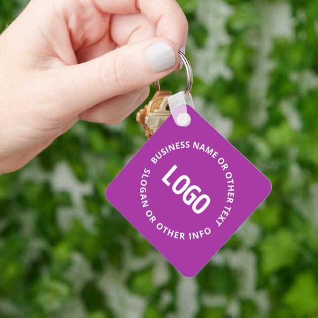 Din logotyp & anpassningsbar text | Lila Violett Nyckelring (Hand)