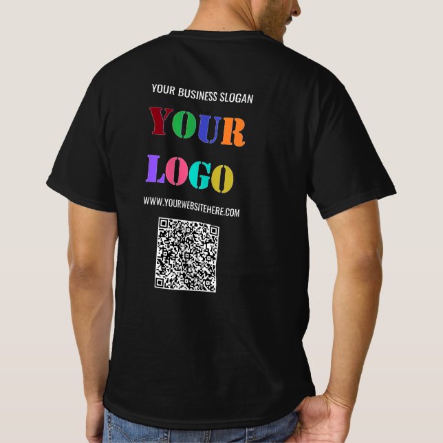 Din Logotyp Anpassningsbar Text och QR-kod Busines T Shirt (Baksida)