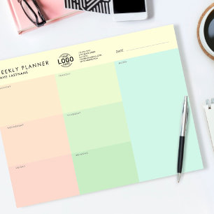 Din Logotyp är enkel Pastel Undated Weekly Planner Anteckningsblock