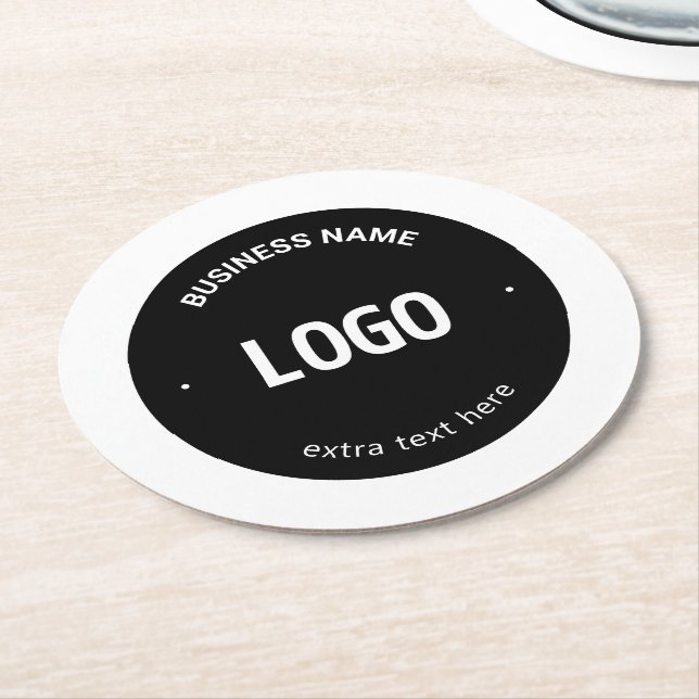 Din logotyp, bild eller design & redigerbar text underlägg papper rund (Vinklad)