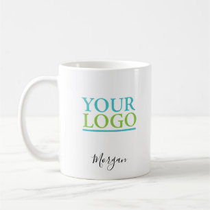 Din Logotyp/bild/foto, Namn Black Script, White Kaffemugg