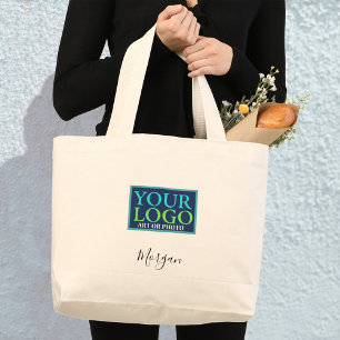 Din Logotyp/bild/foto, svart skript Namn Jumbo Tygkasse
