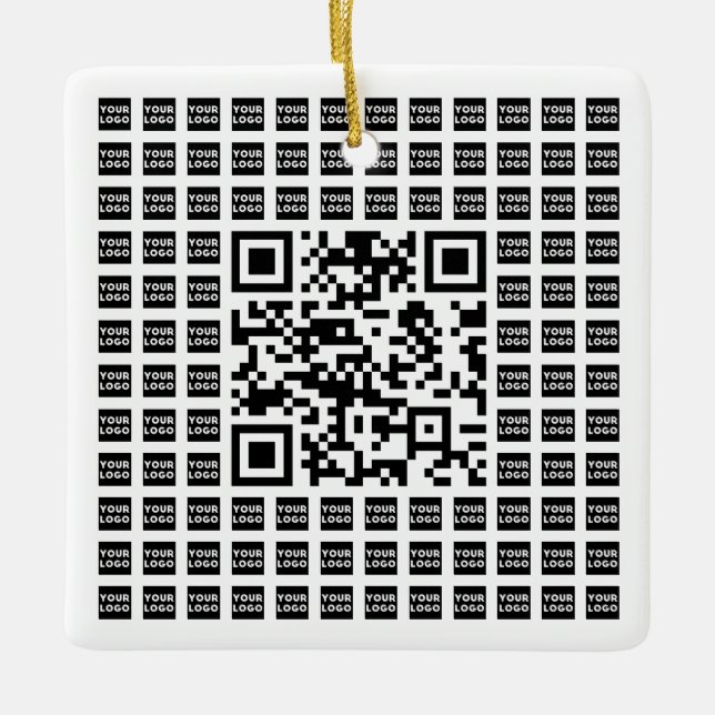 Din logotyp/bild kaklad & redigerbar skannbar QR-k Julgransprydnad Keramik (Framsida)