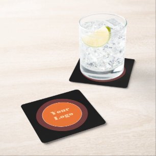 Din Logotyp Black Brown Underlägg Papper Kvadrat