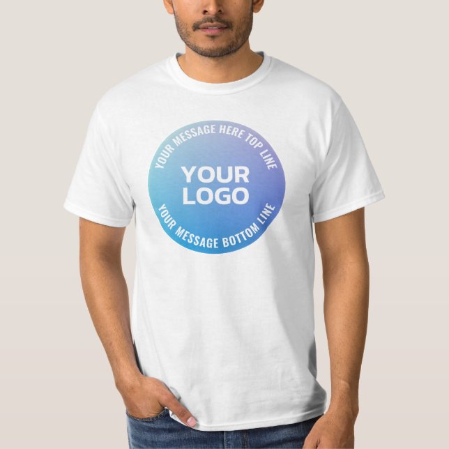 Din Logotyp | Blått till Lila Ombre & Circular Tex T Shirt (Framsida)