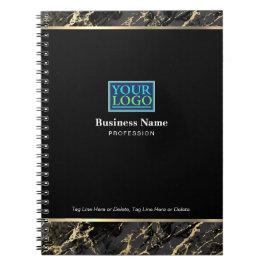 Din Logotyp, Business Namn, Black/Guld Marble Anteckningsbok