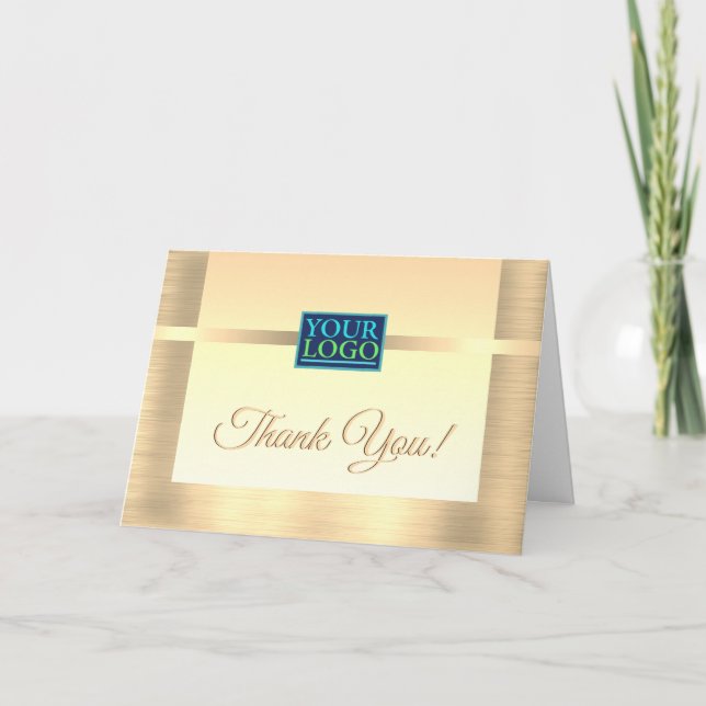 Din Logotyp, Business Namn, Message, Guld Design Tack Kort (Framsida)