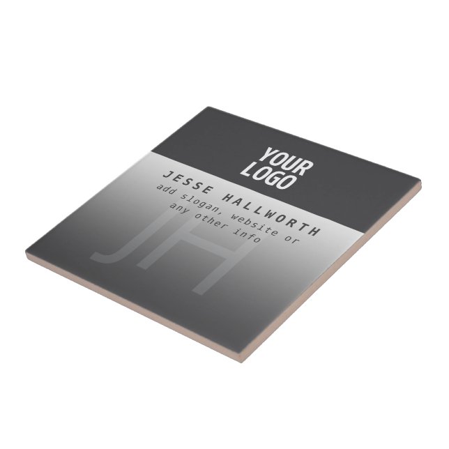 Din Logotyp, Business Namn och Monogram Kakelplatta (Sidan)