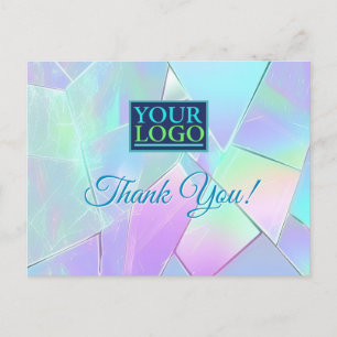 Din Logotyp, Business Namn, Teal & Lila Iridescent Vykort