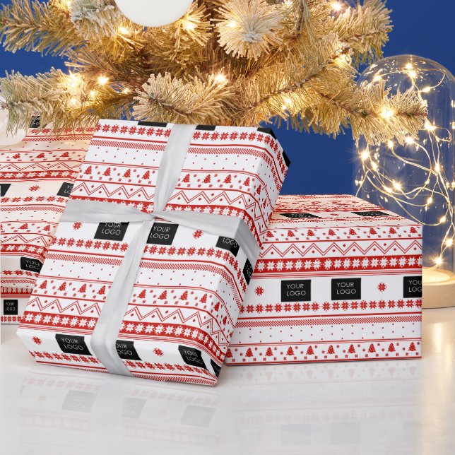 Din Logotyp Business Nordic jul Red White Presentpapper (Helgdagar)