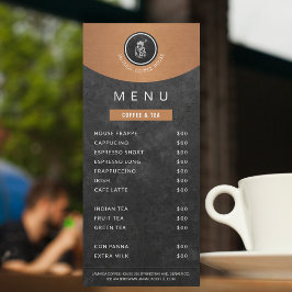 Din logotyp Cafeteria-meny för svart kopparkrita Reklamkort