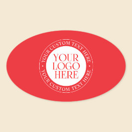 Din Logotyp eller annan bild | Julrött och vitt Ovalt Klistermärke