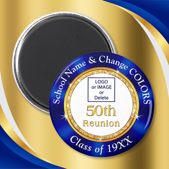 Din LOGOTYP eller BILD, 50:e klassåterföreningsgåv Magnet (Cheap 50th class reunion gifts. 50 year high school reunion gifts. 50th class reunion party favors. )