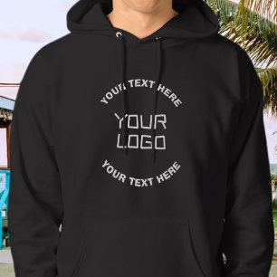 Din Logotyp eller bild och redigerbar text Svart Hoodie
