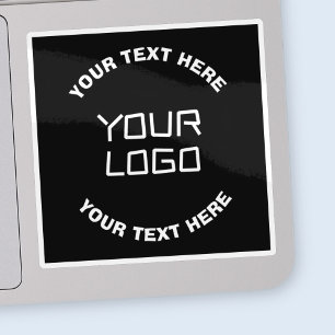 Din Logotyp eller bild och redigerbar text Svart Klistermärken