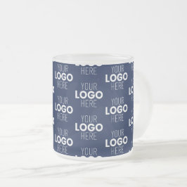 Din Logotyp eller bild som repeterar Mönster | Blå Frostad Glasmugg