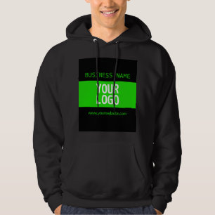Din Logotyp eller bild   Svart och Bright-Grönt Hoodie