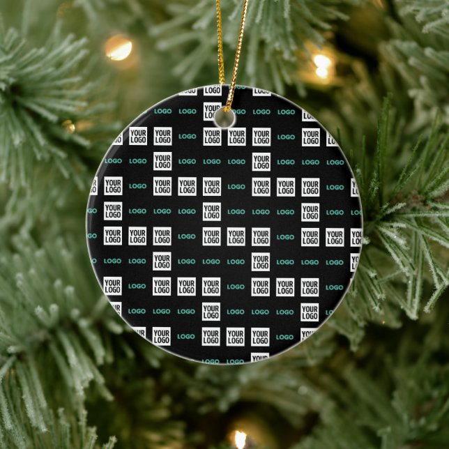 Din Logotyp eller bild | Zig Zag Mönster w/Två bil Julgransprydnad Keramik (Träd)