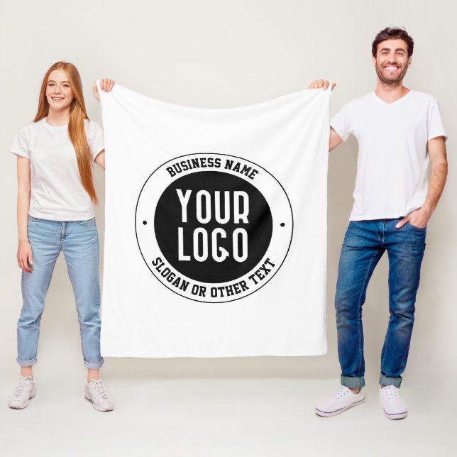 Din Logotyp eller design | Fet redigerbar text Fleecefilt (På plats)