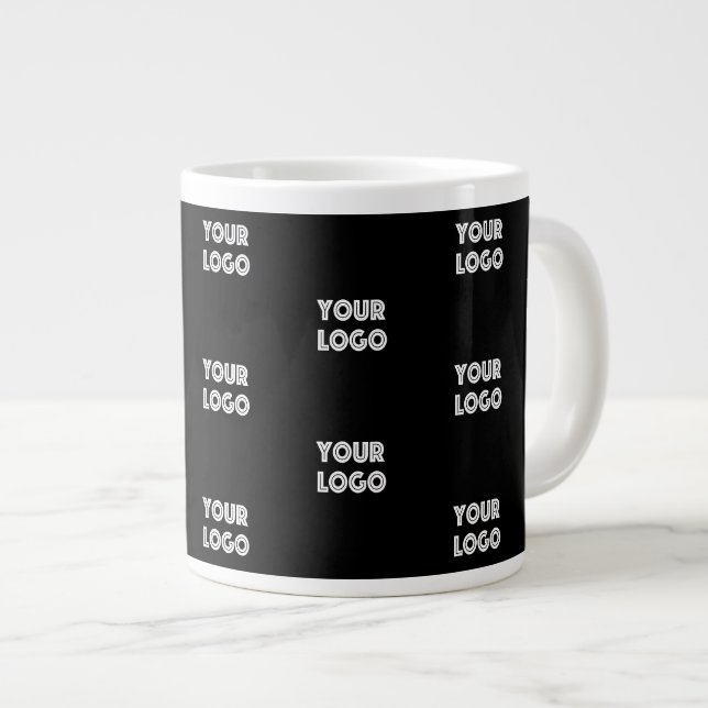 Din logotyp Enkel repeterande logotyp | Svart Jumbo Mugg (Framsida höger)